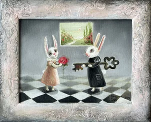 Kateryna Orel, Kľúč ku šťastiu, olejomaľba na plátne 25x31 cm