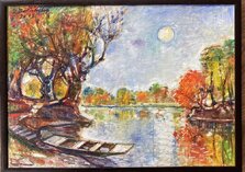 Lenka Boťanská, Pri rieke, olejomaľba 50x70 cm, zarámované 53x73 €, 770 €