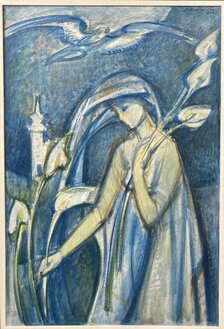 Lenka Boťanská, V údolí tieňov, olejomaľba 90x60 cm, zarámované 94x64 cm, 980 €