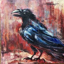 Ľubomír Korenko, Krkavec, kombinovaná technika 50x50 cm