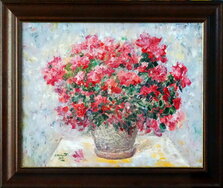 Ľudmila Balková, Azalka z lásky, olej, špachtľa 40x50 cm, predané