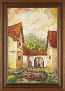 Ľudmila Balková, Blatnica - brána do dvora, olejomaľba 60x40 cm