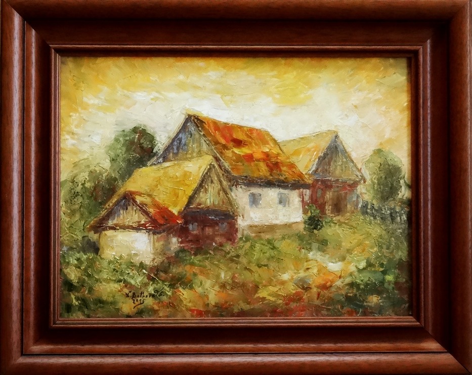 Ľudmila Balková, Dvor v Trebestove - Turiec, 30x40 cm, predané