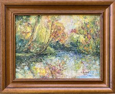 Ľudmila Balková, Jazierko Mošovský park, Olejomaľba 30x40 cm, zarámované 41x51 cm, 210 €