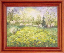 Ľudmila Balková, Krajina z jari, 390 €, 40x50 cm, zarámované 52x62 cm