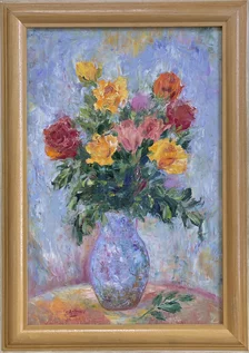 Ľudmila Balková, Kytica ruží z lásky, olejomaľba 60x40 cm
