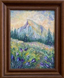 Ľudmila Balková, Letná lúka pod Kriváňom, olej na dreve, 40x30 cm