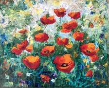 Ľudmila Balková, Pieseň o makoch I. Olejomaľba 40x50 cm
