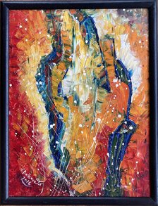 Ľudmila Balková, Siločiary lásky, Olej, abstrakcia, špachtľa 40x30cm, v ráme 43x33 cm, 200 €