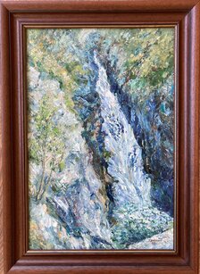 Ľudmila Balková Vysoké Tatry - Obrovský vodopád, olej 60x40 cm, zarámované 72x52 cm, 545 €