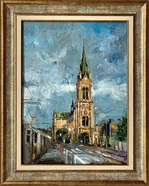 Ľudovít Szkukálek, olejomaľba Blumentál v Bratislave, 40x30 cm, predané