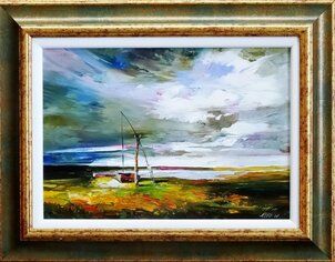 Ľudovít Szkukálek, olejomaľba Pusta, 20x30 cm