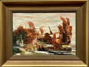 Ľudovít Szkukálek, olejomaľba Veterná jeseň, 182 €, 20x30 cm, zarámované 32x41 cm