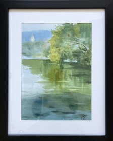 Marcela Bučeková, Pri Modranskom rybníčku, akvarel 35x25 cm, zarámované 50x40 cm, 168 €
