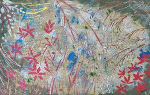 Mária Koteková, Farebná lúka, akryl 50x80 cm, nezarámované, 126 €
