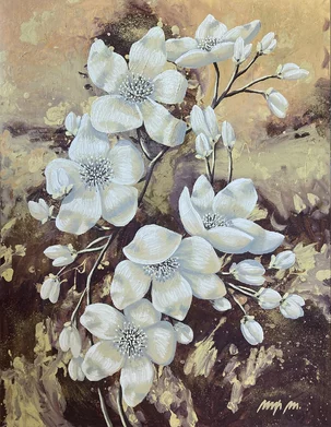 Mária Markus, Happy day - rozkvitnutý konár, Akryl, 130x100 cm