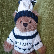 Medveď vo svetri a čapici