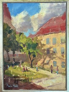 Michal Mach, Rudnayovo námestie, Olejomaľba na plátne, 33x24 cm, zarámované 36x27 cm, 450 €