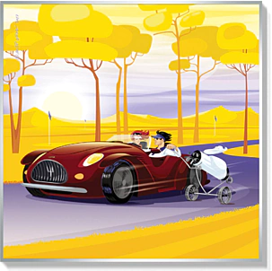 Mišo Dúha, Cabriolet, Autorský print, 68x68 cm, na objednávku cena 490€