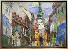 Mykola Bodnár, Michalská veža, olejomaľba 50x70 cm