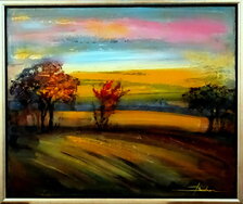 Mykola Bodnar, Večerná krajina, 560 €, 50x60 cm, zarámované 55x65 cm