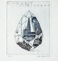 Obraz, grafika, Ivan Kováčik, Diam-Ant-Verpy, 58 €, 14x10 cm