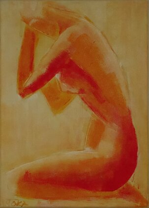 Olejomaľba, Andrej Šoka, Akt - Zamyslená, 170 €, 46x30 cm
