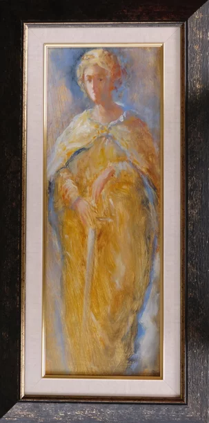 Olejomaľba, Cyril Uhnák, Spravodlivosť II., 45x17 cm, 6 cm rám