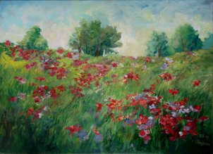 Olejomaľba, Jolana Palayová, Letná lúka 1, 270 €, 50x70 cm