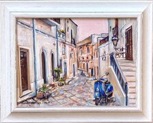 Olejomaľba, Zuzana Lukáčová, Taliansko, Vespa, 29x39 cm