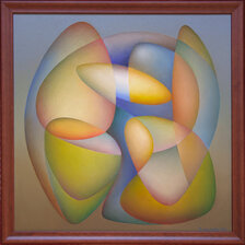 Orest Dubay ml., olejomaľba Pohľad z vnútra II., 50x50 cm, rám 3 cm, 570 €