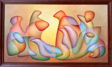 Orest Dubay ml., olejomaľba Ranné stretnutia I., 40x70 cm