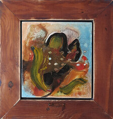 Pavel Sasín, obraz č. 22.13. Olejomaľba na dreve 26x24 cm v ráme 42x40 cm, 340 €