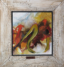 Pavel Sasín, obraz č. 22.18. Olejomaľba na dreve 26x24 cm v ráme 42x40 cm, 340 €