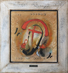 Pavel Sasín, obraz č. 22.3. Olejomaľba na dreve 35x32 cm v ráme 51x48 cm, 420 €