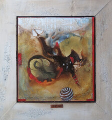 Pavel Sasín, obraz č. 22.6. Olejomaľba na dreve 35x32 cm v ráme 51x48 cm, 420 €