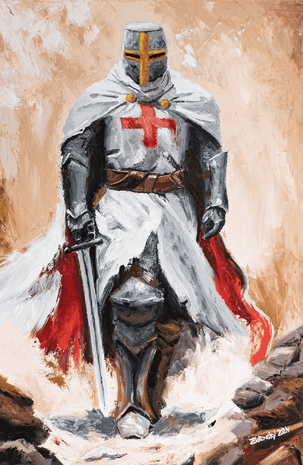 Pavol Zlatovský, Templár, olejomaľba 120x80 cm, 720 €