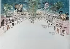 Peter Kľúčik, Alica v ríši divov 15/100, grafický list 45 x 62 cm