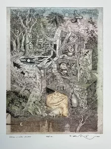 Peter Kľúčik, Alica v ríši divov, grafický list 45 x 32 cm