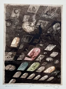 Peter Kľúčik, Alica v ríši divov, grafický list 46 x 33 cm