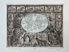 Peter Kľúčik, Mapa sveta III. 2016, grafický list 30 × 39 cm