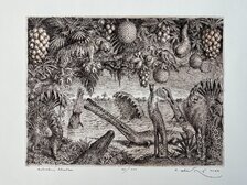 Peter Kľúčik, Pobrežná hliadka, Grafický list 30x39 cm