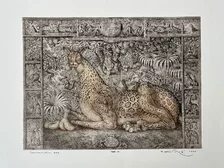 Peter Kľúčik, Semiramidin pes, Grafický list 34x46 cm