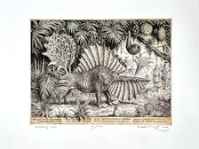 Peter Kľúčik, Stratený svet, grafický list 30x39 cm