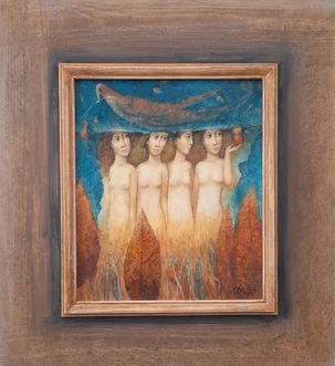 Peter Marček, Letné pytačky, olejomaľba, 26x30 cm, predané