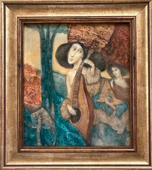 Peter Marček, Pieseň vďaky, olejomaľba, 30x26 cm, predané