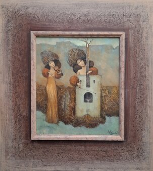 Peter Marček, Tajné prelúdium, olejomaľba, 30x26 cm, predané