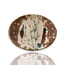 Remitzová Tanier hnedo-bežový+ružové kvietky, 27 cm, 16 €