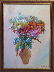 Ruth Dubayová, Letná kytica III, olejomaľba 70x50 cm, zarámované 73x53 cm, 400 €