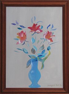 Ruth Dubayová, Nežné ruže III, olejomaľba 50x35 cm, zarámované 53x38 cm